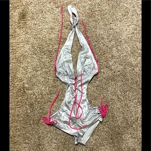 Like New Gothic Punk Rave Swimsuit Stripper One Piece
